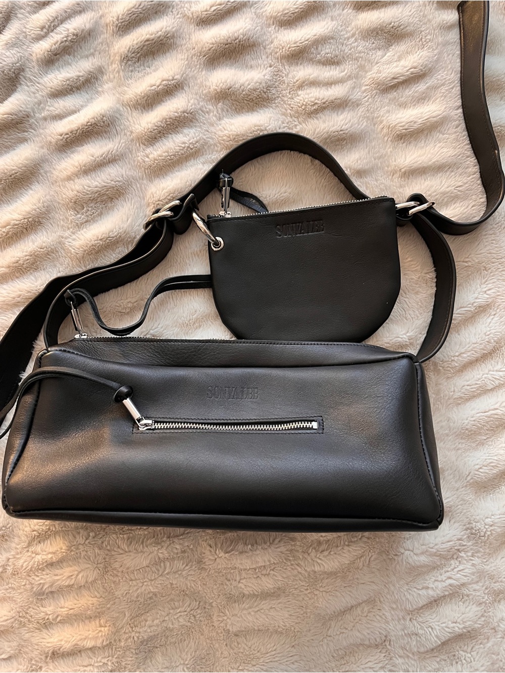 Sonya Lee Winona Bag Black + Mini Francesca Pouch Leather Convertible Crossbody